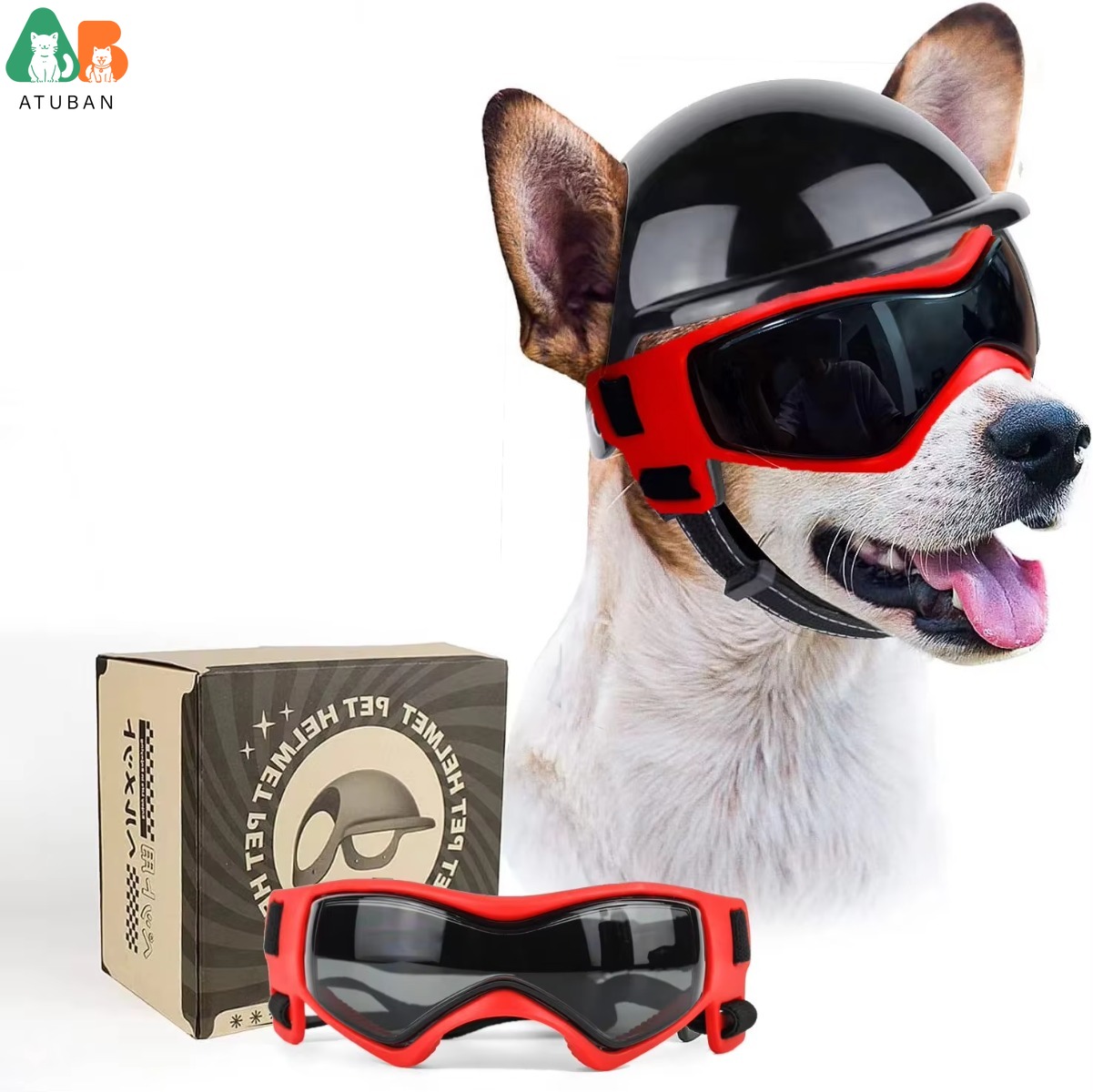 Dog Sunglasses Pet Helmet Set  - огляд і ціна Motorcycle Gear Dogs