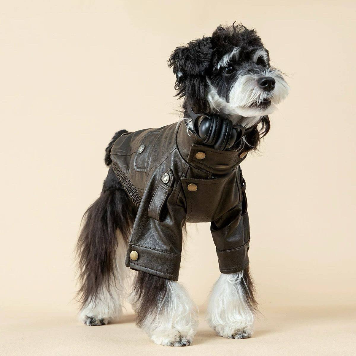 Autumn PU Leather Dog Jacket B - огляд і ціна Motorcycle Gear Dogs